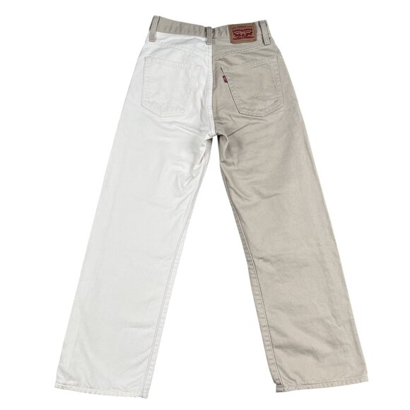 Levis Jeans Womens 25 Two Tone Beige Ribcage Straight Ankle Jeans High Rise - Picture 2 of 8